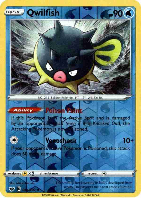 Sword & Shield - 051/202 - Qwilfish - Reverse Holo