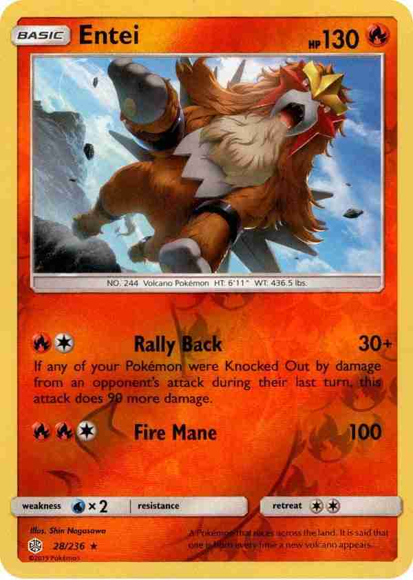 Cosmic Eclipse - 028/236 - Entei - Reverse Holo