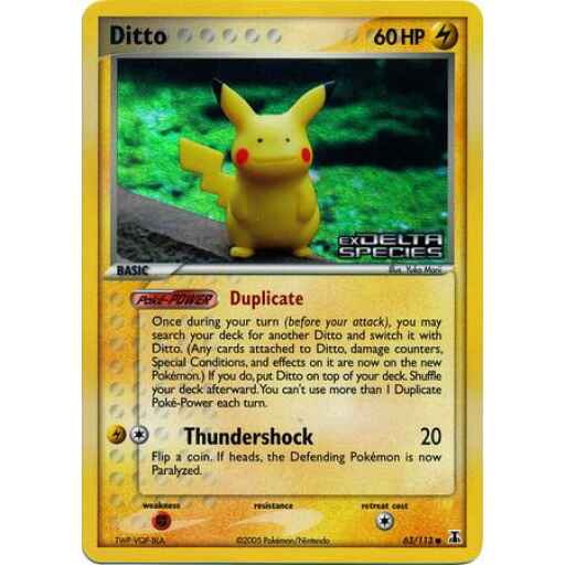 EX Delta Species - 63/113 - Ditto (Pikachu) - Reverse Holo (Lightly Played)
