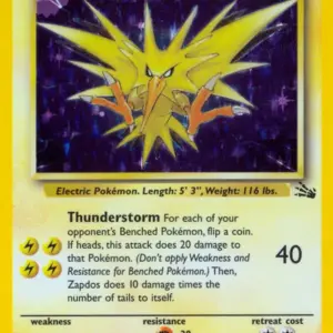 Fossil - 15/62 - Zapdos - Holo (Lightly Played)