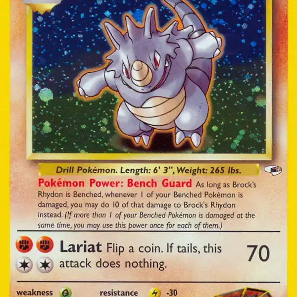Gym Heroes - 002/132 - Brock's Rhydon - Holo (Damaged)