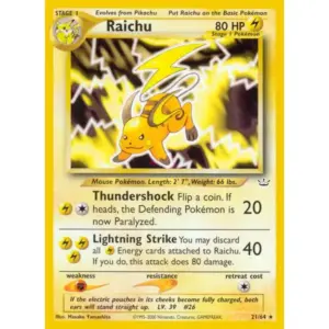 Neo Revelation - 21/64 - Raichu - Rare (Damaged)