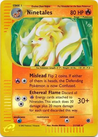 Expedition - 021/165 - Ninetales - Reverse Holo (Moderately Played)