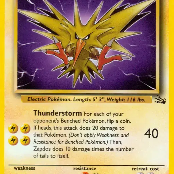 Fossil - 30/62 - Zapdos - Rare (Lightly Played)