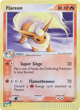 EX Sandstorm - 005/100 - Flareon - Reverse Holo (Lightly Played)