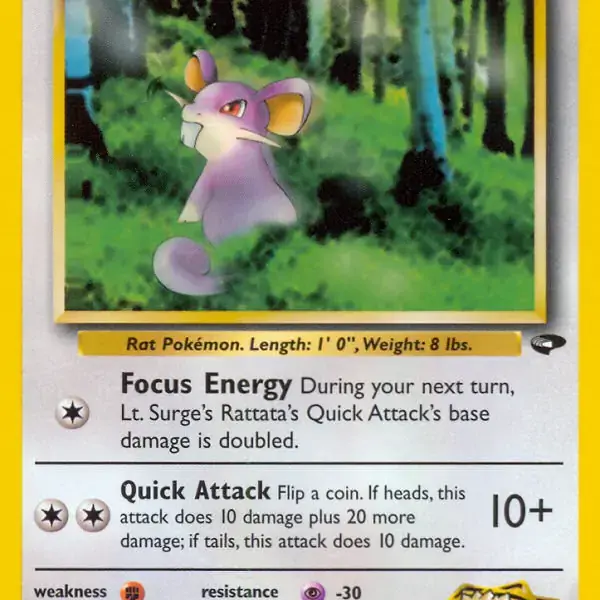 Gym Challenge - 085/132 - Lt. Surge's Rattata (Near Mint -)