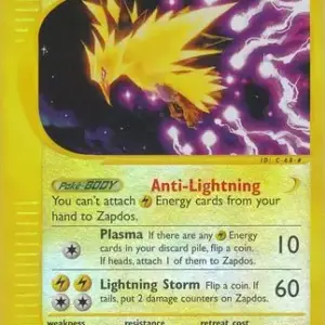 Aquapolis - 44/147 - Zapdos - Reverse Holo - Rare (Heavily Played)