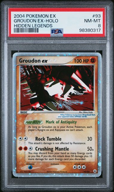 PSA 8 Near Mint - 2004 Pokemon EX Hidden Legends Groudon ex Holo #93