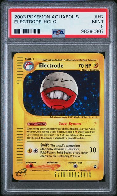 PSA 9 Mint - 2003 Pokemon Aquapolis Electrode Holo #H7