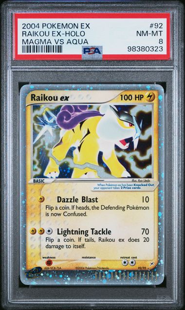 PSA 8 Near Mint - 2004 Pokemon EX Team Magma vs Aqua Raikou ex Holo #92