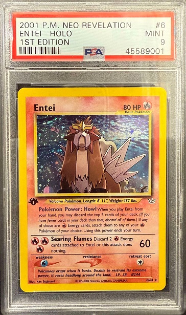 [Tradable] PSA 9 Mint - 2001 Pokemon Neo Revelation Entei Holo 1st Ed #6