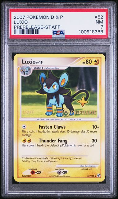 PSA 7 Near Mint - 2007 Pokemon Diamond & Pearl Luxio Prerelease Staff #52