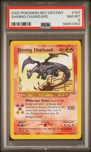 [Tradable] PSA 8 Near Mint - 2002 Pokemon Neo Destiny 107 Shining Charizard