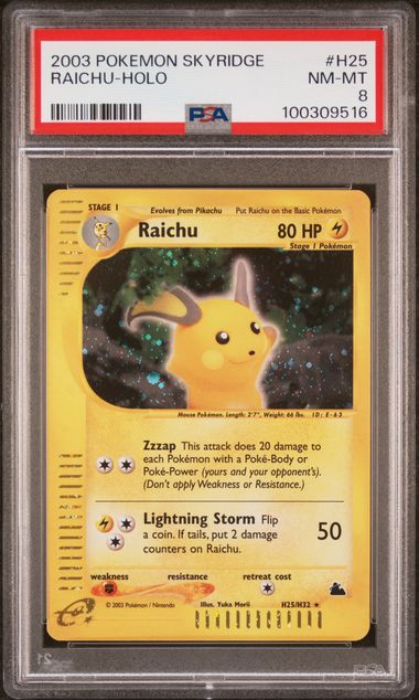 PSA 8 Near Mint - 2003 Pokemon Skyridge Raichu Holo #H25