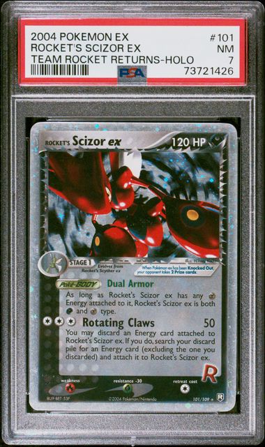 PSA 7 Near Mint - 2004 Pokemon EX Team Rocket Returns Rocket's Scizor ex #101