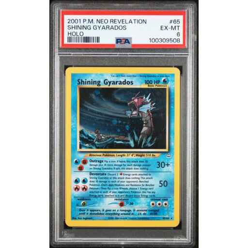 PSA 6 Excellent - 2001 Pokemon Neo Revelation Shining Gyarados Holo #65