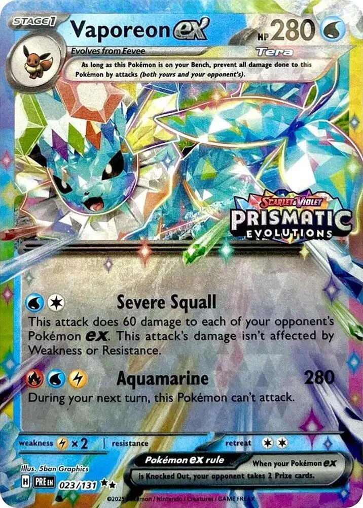 Prismatic Evolutions - 023/131 - Vaporeon ex (Stamped Promo)
