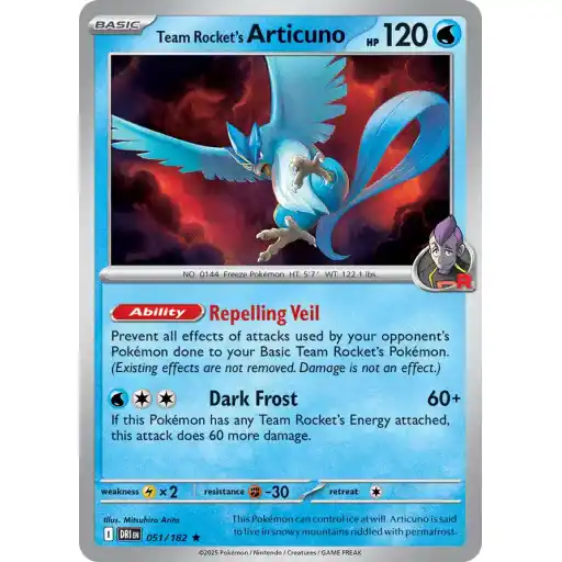 Destined Rivals - 051/182 - Team Rocket's Articuno - Holo Rare