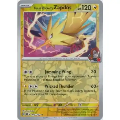 Destined Rivals - 070/182 - Team Rocket's Zapdos - Reverse Holo Rare