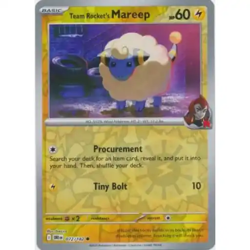 Destined Rivals - 072/182 - Team Rocket's Mareep - Reverse Holo