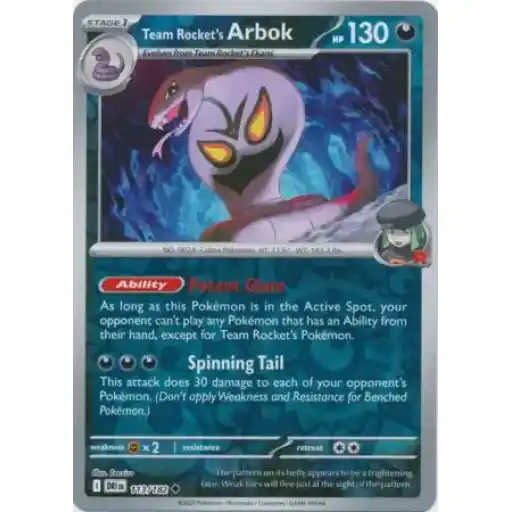 Destined Rivals - 113/182 - Team Rocket's Arbok - Reverse Holo