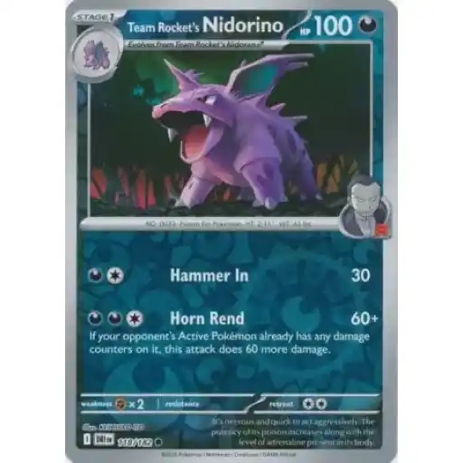 Destined Rivals - 118/182 - Team Rocket's Nidorino - Reverse Holo