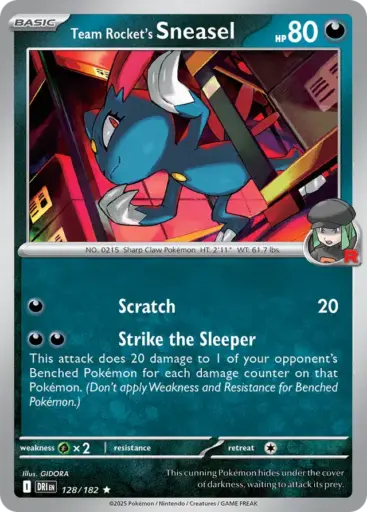Destined Rivals - 128/182 - Team Rocket's Sneasel - Holo Rare