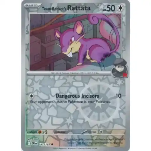 Destined Rivals - 147/182 - Team Rocket's Rattata - Reverse Holo