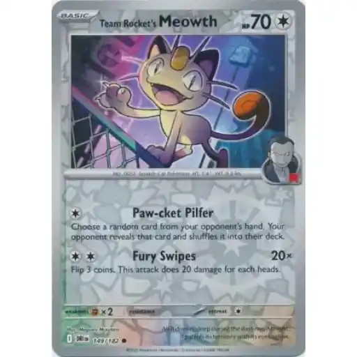 Destined Rivals - 149/182 - Team Rocket's Meowth - Reverse Holo