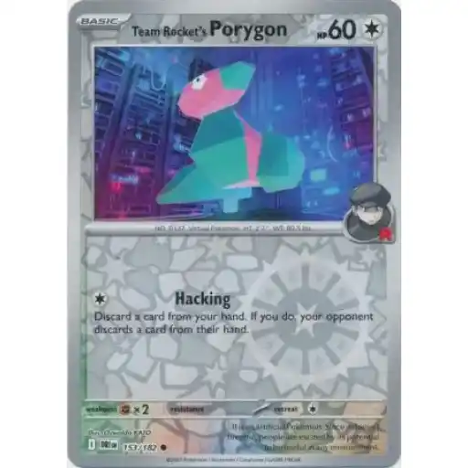 Destined Rivals - 153/182 - Team Rocket's Porygon - Reverse Holo