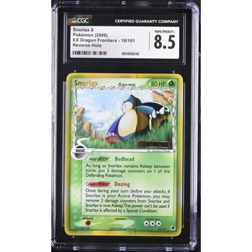 CGC 8.5 Near Mint - 2006 Pokemon EX Dragon Frontiers Snorlax Reverse Holo #10