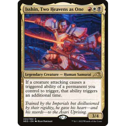 Kamigawa: Neon Dynasty - 224 - Isshin, Two Heavens as One - Rare - Multi - Foil