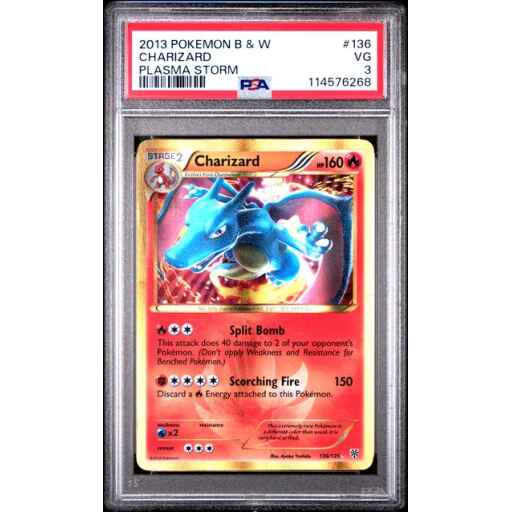 PSA 3 Very Good - 2013 Pokemon B&W Plasma Storm Charizard #136