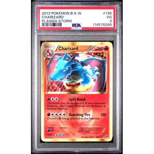 PSA 3 Very Good - 2013 Pokemon B&W Plasma Storm Charizard #136