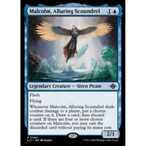 The Lost Caverns of Ixalan - 63 - Malcolm, Alluring Scoundrel - Rare - U - Foil (Front)