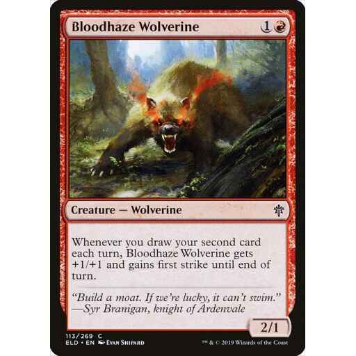 Throne of Eldraine - 113 - Bloodhaze Wolverine - Common - R - Foil