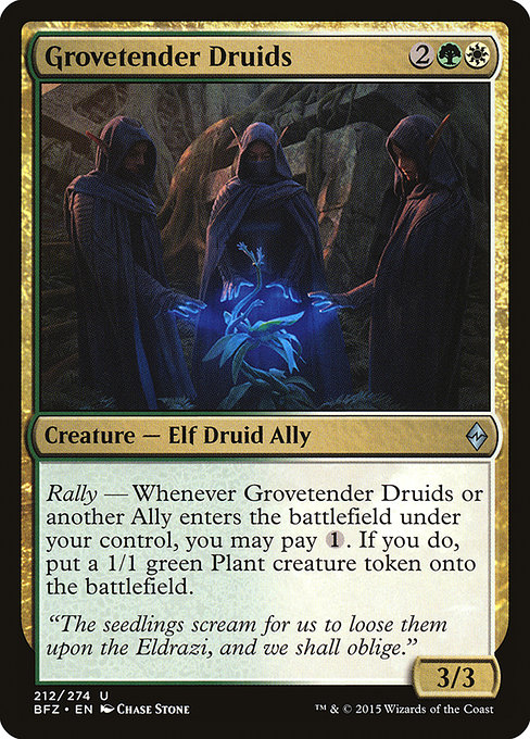 Battle for Zendikar - 212 - Grovetender Druids - Uncommon - WG - Non-foil