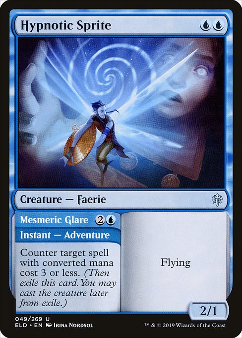 Throne of Eldraine - 49 - Hypnotic Sprite // Mesmeric Glare - Uncommon - U - Non-foil