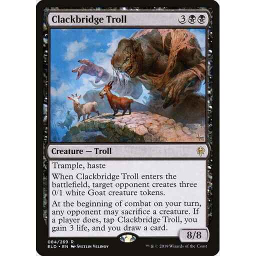 Throne of Eldraine - 84 - Clackbridge Troll - Rare - B - Foil