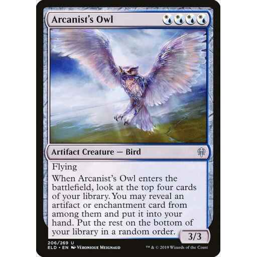 Throne of Eldraine - 206 - Arcanist's Owl - Uncommon - WU - Foil