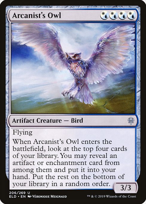 Throne of Eldraine - 206 - Arcanist's Owl - Uncommon - WU - Foil
