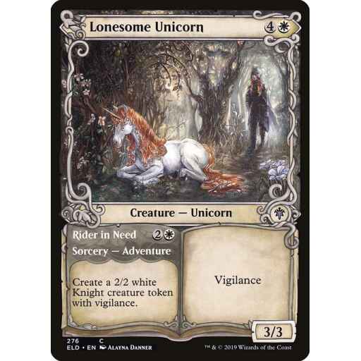 Throne of Eldraine - 276 - Lonesome Unicorn // Rider in Need - Common - W - Non-foil
