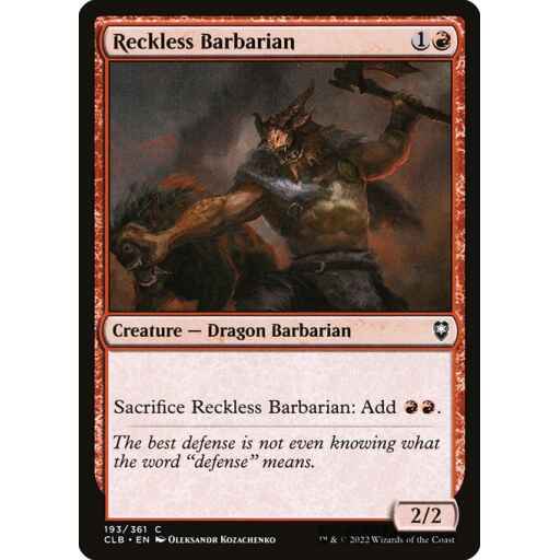Commander Legends: Battle for Baldur's Gate - 193 - Reckless Barbarian - Common - R - Non-foil