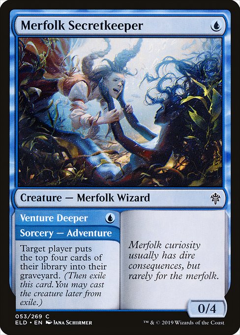 Throne of Eldraine - 53 - Merfolk Secretkeeper // Venture Deeper - Common - U - Non-foil