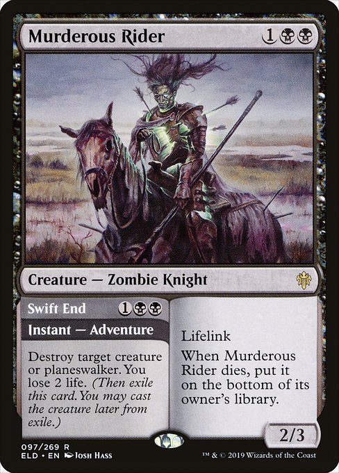 Throne of Eldraine - 97 - Murderous Rider // Swift End - Rare - B - Non-foil