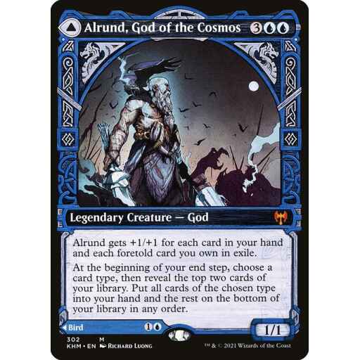 Kaldheim - 302 - Alrund, God of the Cosmos // Hakka, Whispering Raven - Mythic - C - Non-foil