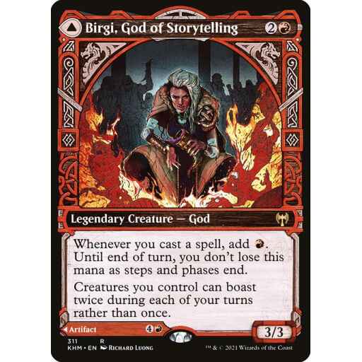 Kaldheim - 311 - Birgi, God of Storytelling // Harnfel, Horn of Bounty - Rare - C - Non-foil