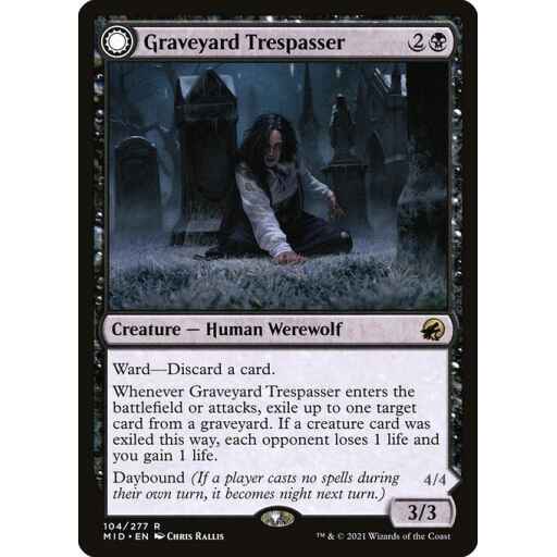 Innistrad: Midnight Hunt - 104 - Graveyard Trespasser // Graveyard Glutton - Rare - C - Foil