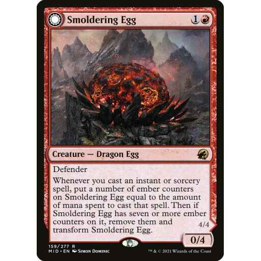Innistrad: Midnight Hunt - 159 - Smoldering Egg // Ashmouth Dragon - Rare - C - Non-foil