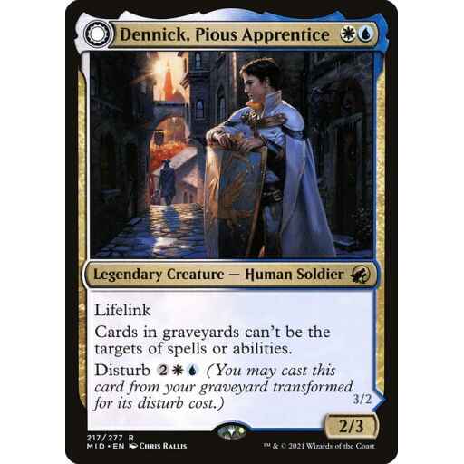 Innistrad: Midnight Hunt - 217 - Dennick, Pious Apprentice // Dennick, Pious Apparition - Rare - C - Foil